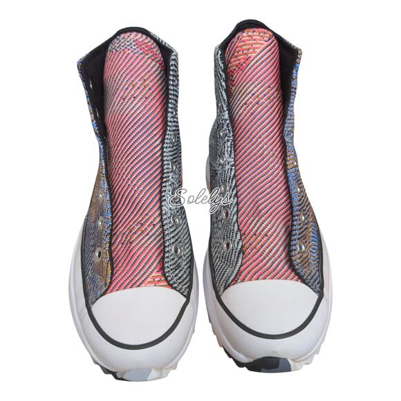 Converse Run Star Hike High Knit Mashup Blue Pink Platform Sneaker Womens 7.5 - Picture 9 of 10